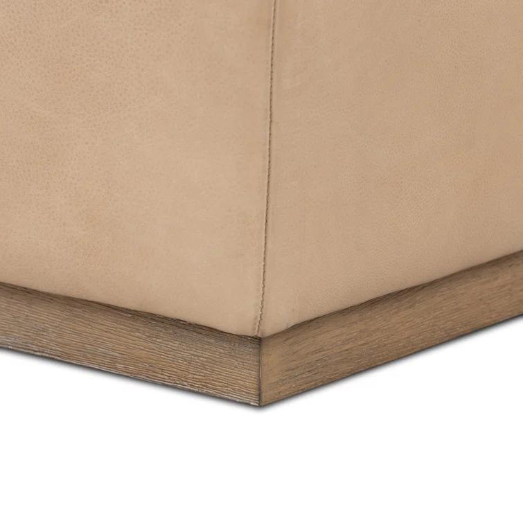 Palermo Nude Top Grain Leather Accent Bench with Solid Wood Legs