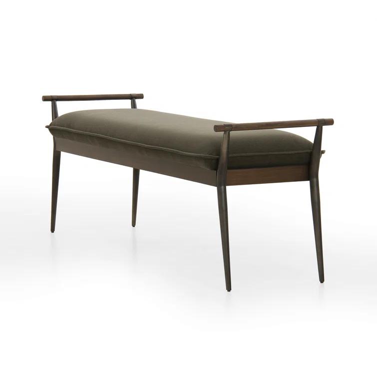 Charlotte Mid-Century Modern Velvet Loden Upholstered Bench