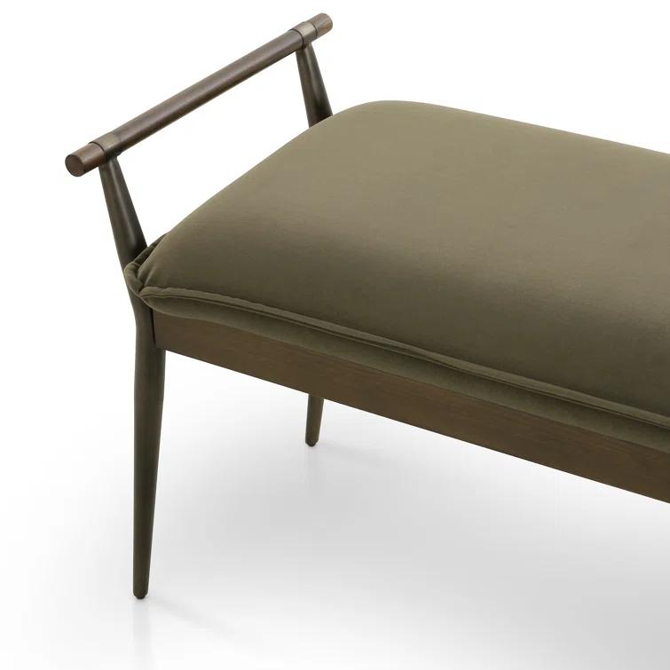 Charlotte Mid-Century Modern Velvet Loden Upholstered Bench