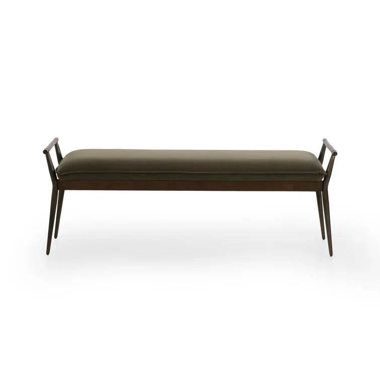 Charlotte Mid-Century Modern Velvet Loden Upholstered Bench