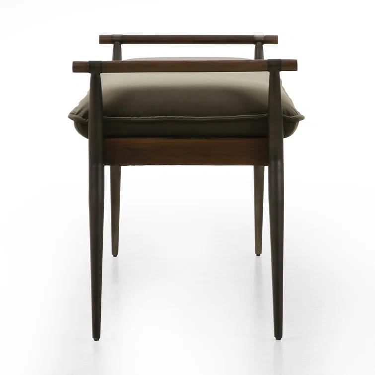 Charlotte Mid-Century Modern Velvet Loden Upholstered Bench