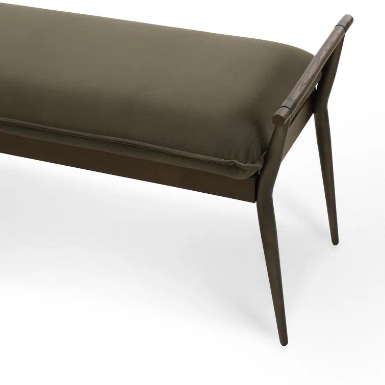 Charlotte Mid-Century Modern Velvet Loden Upholstered Bench