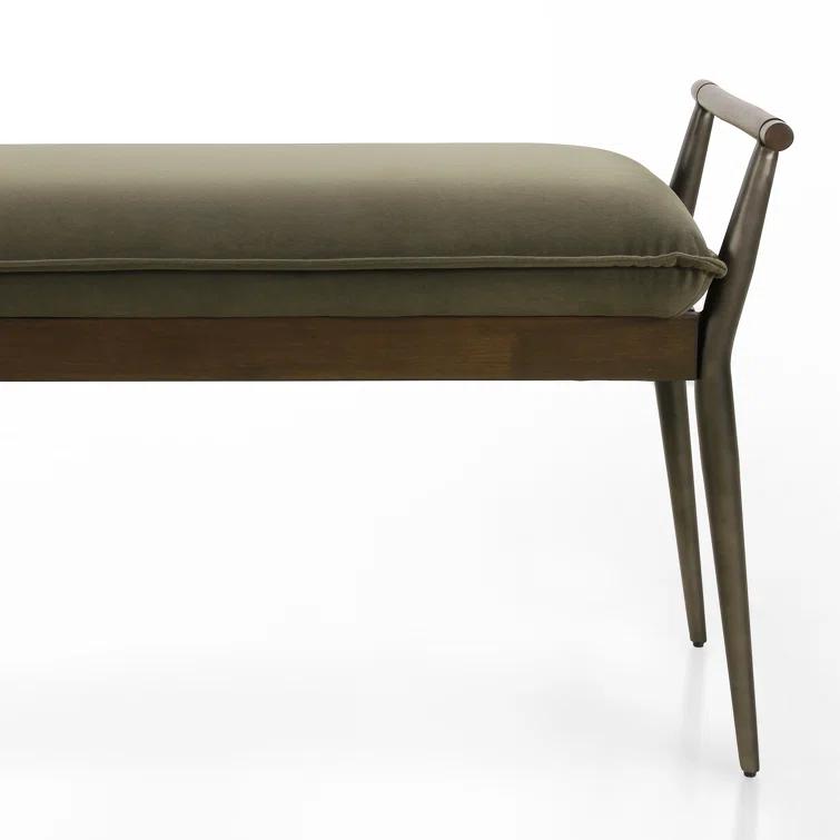 Charlotte Mid-Century Modern Velvet Loden Upholstered Bench