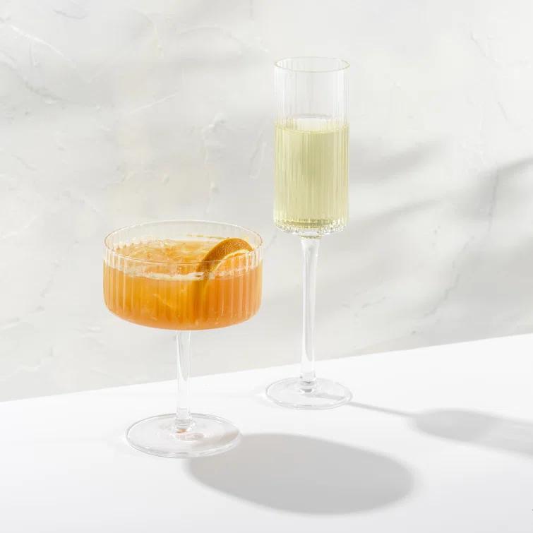 JoyJolt Elle Fluted Coupe Martini Glasses, 10oz (Set of 2)