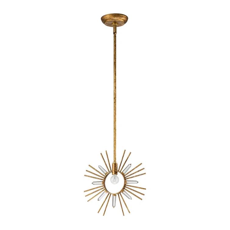 Gold Leaf Crystal Sunburst Pendant Light