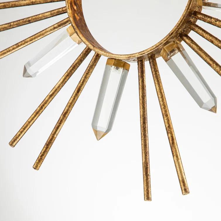 Gold Leaf Crystal Sunburst Pendant Light