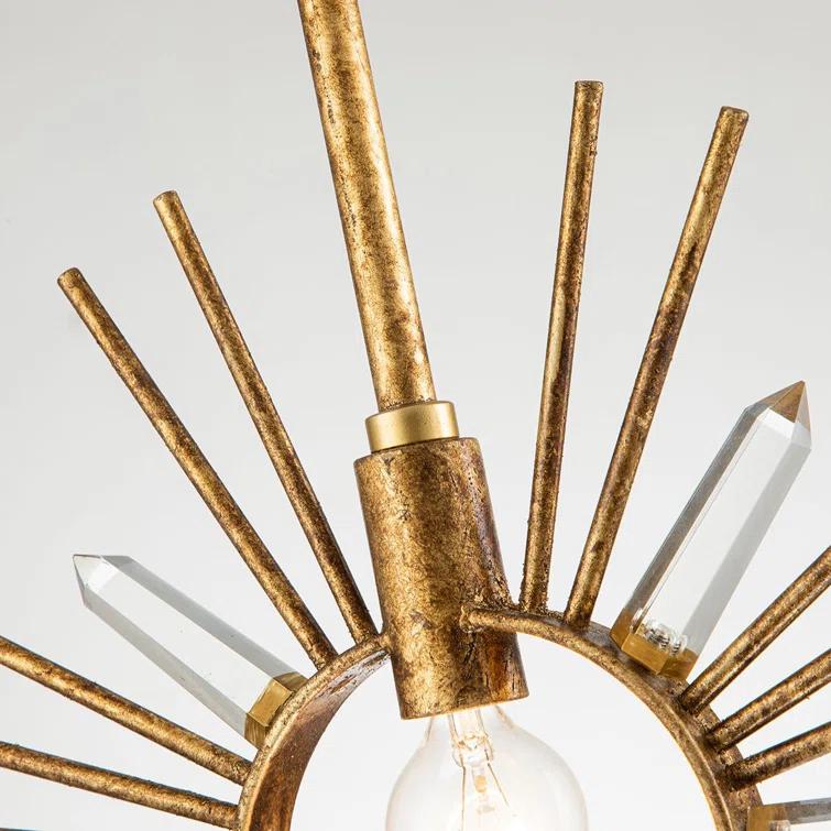 Gold Leaf Crystal Sunburst Pendant Light