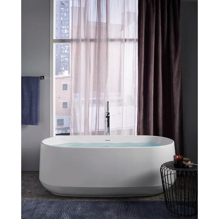 Parallel Floor-Mount Bath Filler Trim With Handshower