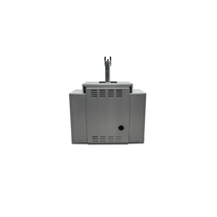Mont Alpi MA-KEG Stainless Steel Outdoor Rated 3 Beer Tap Kegerator Keg Center Refrigerator Module with Digital Display + White Granite Countertop - Holds 3 Pony Kegs - Fits Island Grills