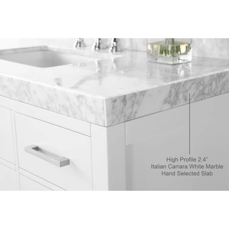 Elizabeth 72'' White Double Vanity with Carrara Marble Top