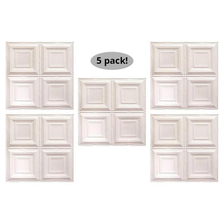 American Tin Ceilings American Tin Cellings Pattern #1 24 x 24 inch Metal Tin Nail-Up Ceiling Tiles (Set of 5) (Covers 20 sq. ft) (Set of 5)