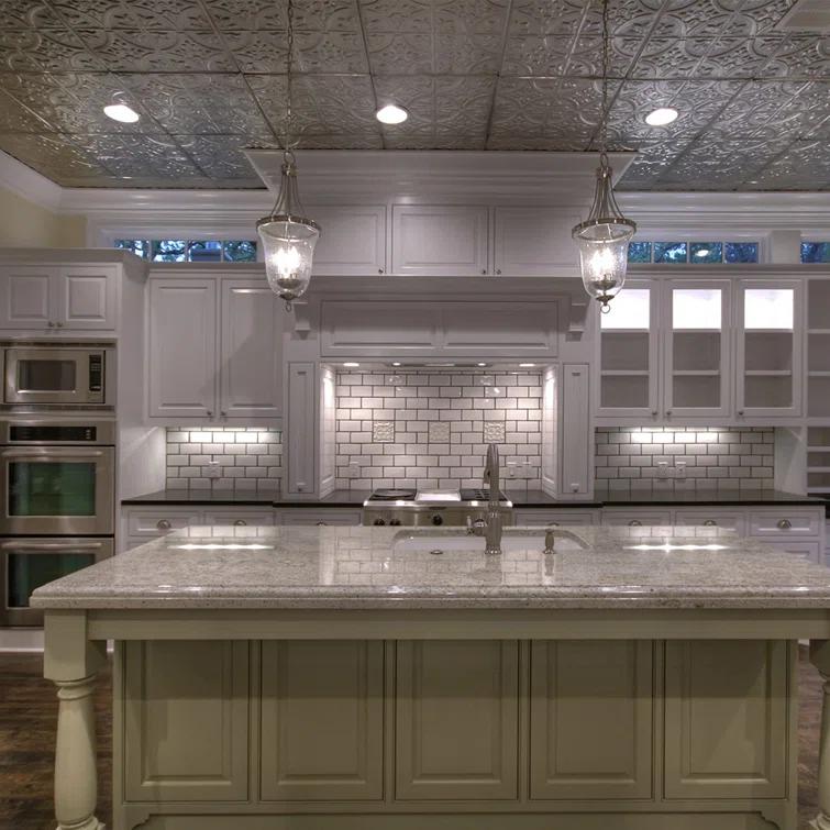 American Tin Ceilings American Tin Ceilings Pattern #2 24 x 24 inch Metal Tin Nail-Up Ceiling Tiles (Set of 5) (Covers 20 sq. ft) (Set of 5)