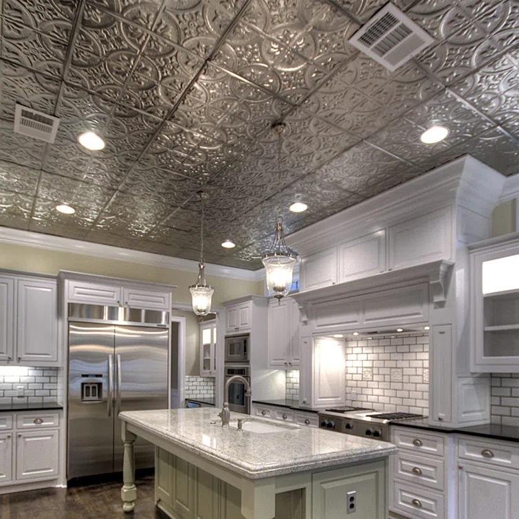 American Tin Ceilings American Tin Ceilings Pattern #2 24 x 24 inch Metal Tin Nail-Up Ceiling Tiles (Set of 5) (Covers 20 sq. ft) (Set of 5)