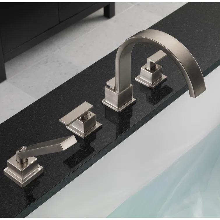 Vero Double Handle Deck Mounted Roman Tub Faucet with Handshower