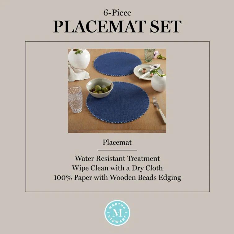Martha Stewart Woven Water Resistant Lindos Placemat (Set of 6)