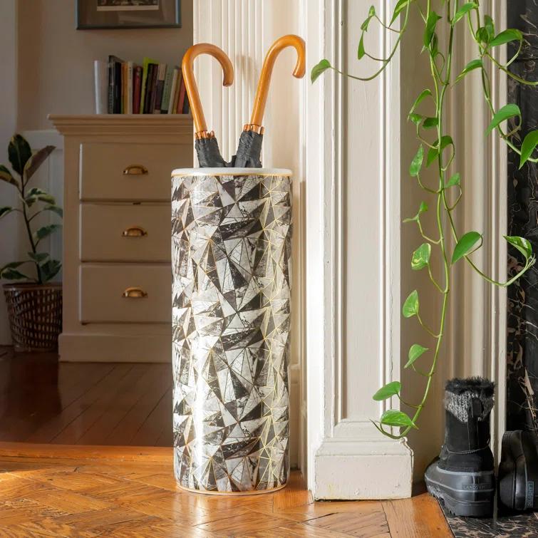 24" Marble & Gold Design Umbrella Stand