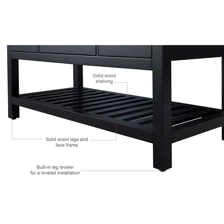 Ancerre Designs Elizabeth 48" Wood Bathroom Vanity Set in Black Onyx