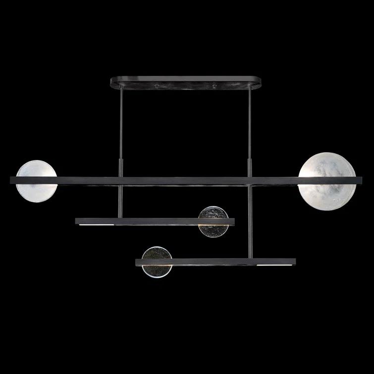 Selene Black Iron 6-Light LED Island Pendant with Clear/White Glass