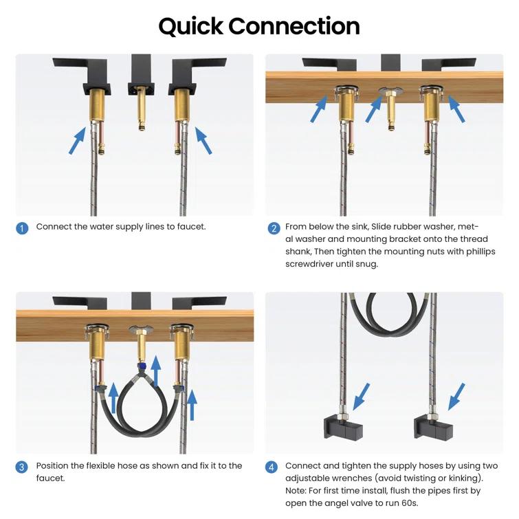 Cube Widespread Faucet 2-handle Bathroom Faucet with Drain Assembly