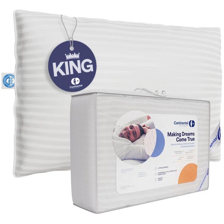 Continental Bedding 700-Soft Pillow, King (Pack of 1), White