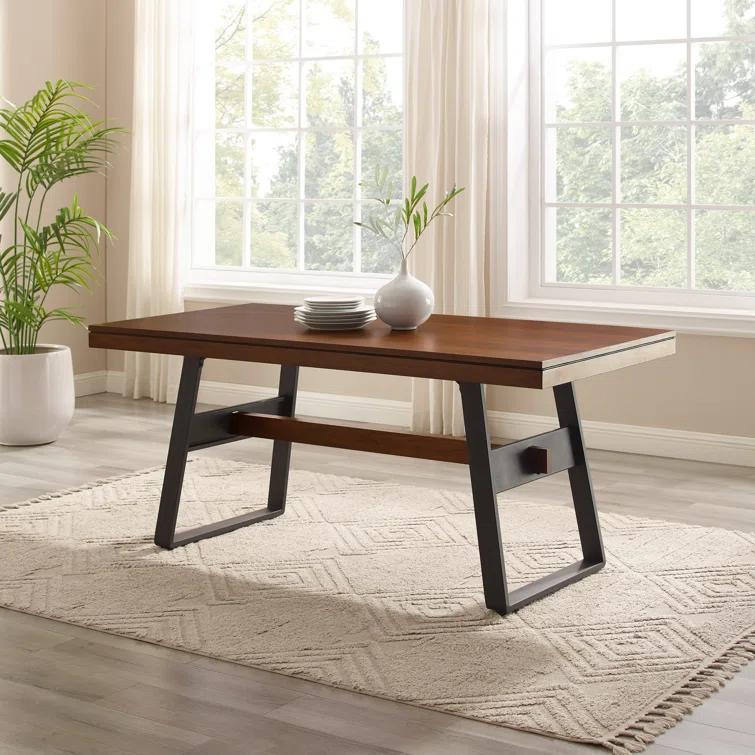 Ash Metal Base Dining Table