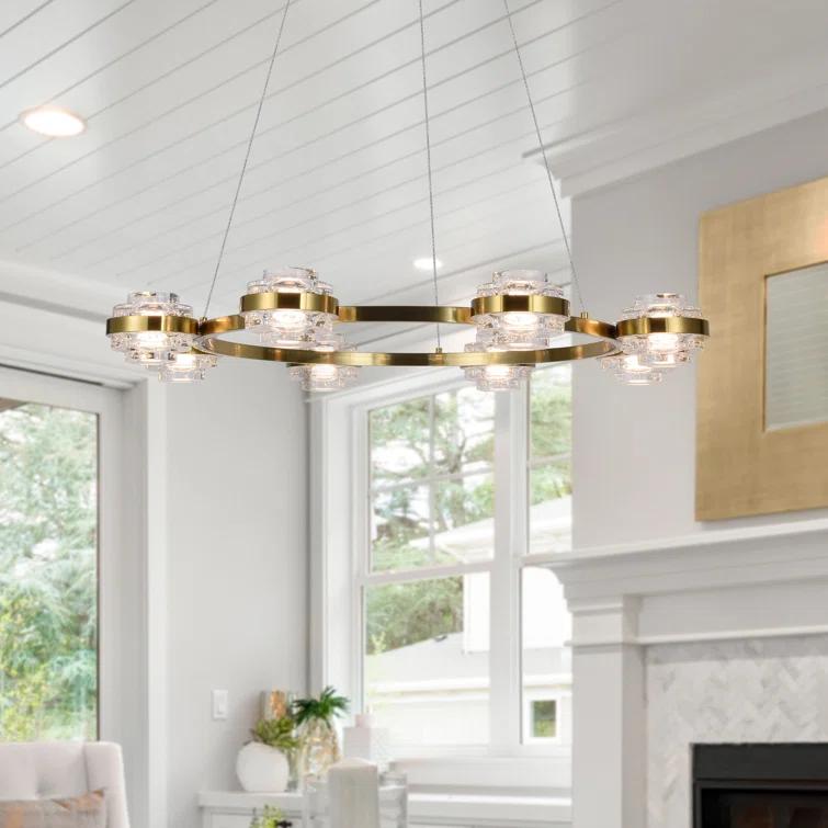 Milano 33-In Ring 8-Light Height Adjustable ETL Certified Integrated LED Circular Chandelier