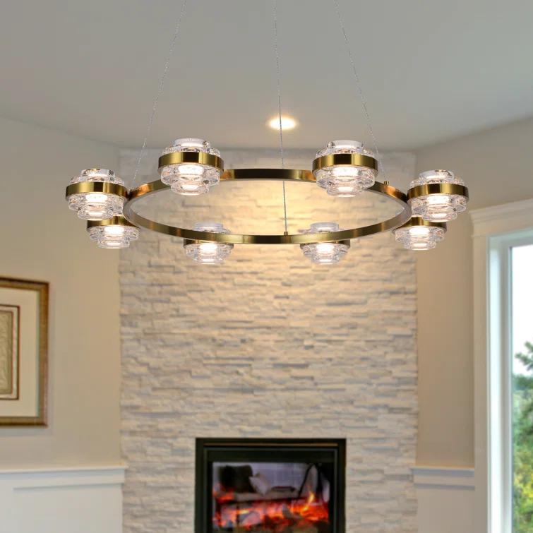 Milano 33-In Ring 8-Light Height Adjustable ETL Certified Integrated LED Circular Chandelier
