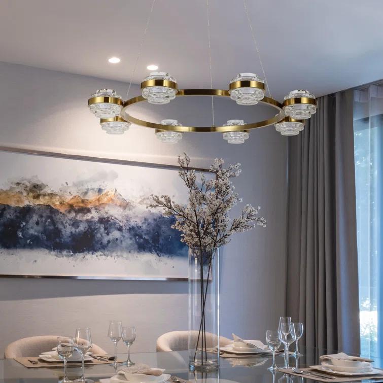 Milano 33-In Ring 8-Light Height Adjustable ETL Certified Integrated LED Circular Chandelier