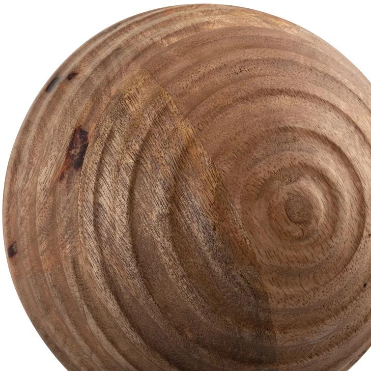 Sagebrook Home Nena Natural Round Brown Ridged Wooden Orb Decor Contemporary Rustic