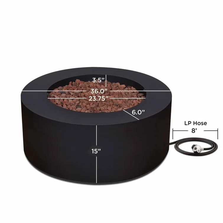 Aegean 36" Round Steel Propane or Natural Gas Fire Pit Table by Real Flame