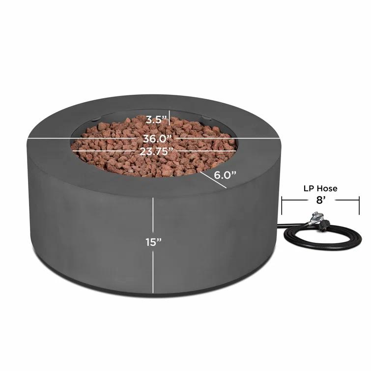 Aegean 36" Round Steel Propane or Natural Gas Fire Pit Table by Real Flame