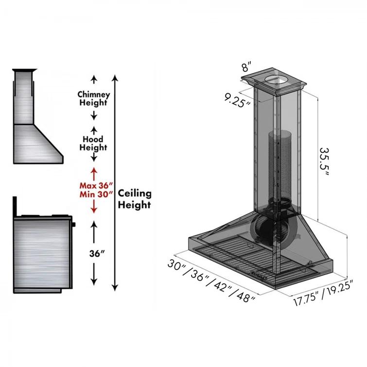 ZLINE 36 in. Convertible Vent Designer Series Wall Mount Range Hood (KB2-BCXXX-36)