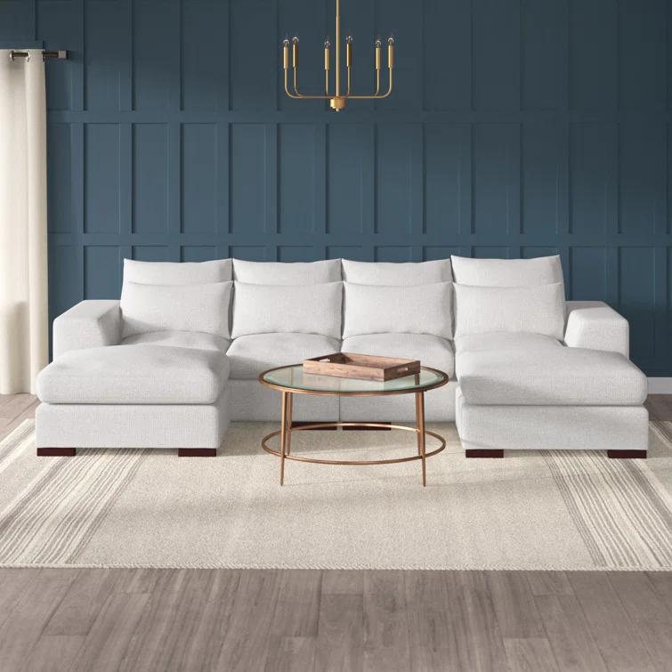 Biaggio Linen Blend Sectional with 2 Ottomans,Sectional Couch