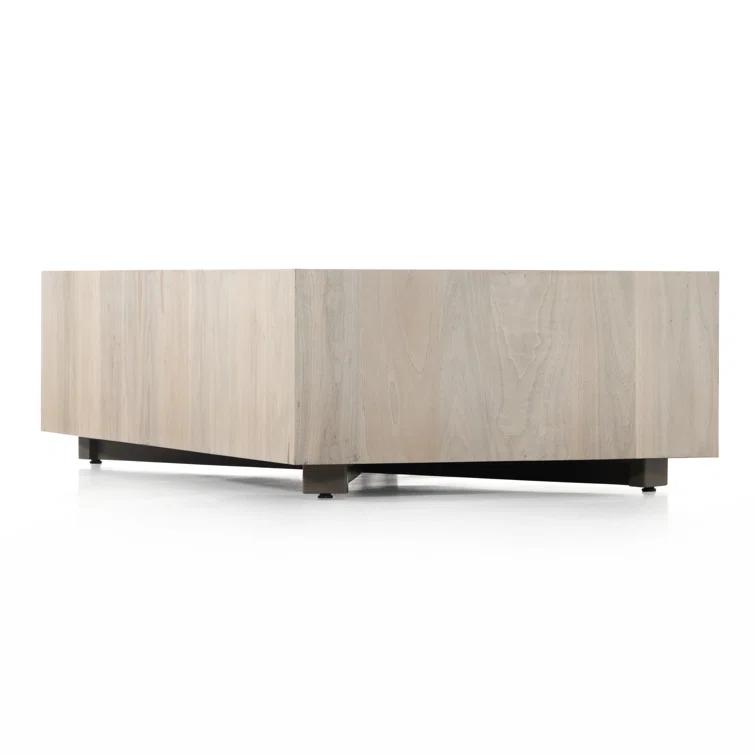 Hudson Rectangular Beige Wood Coffee Table with Storage