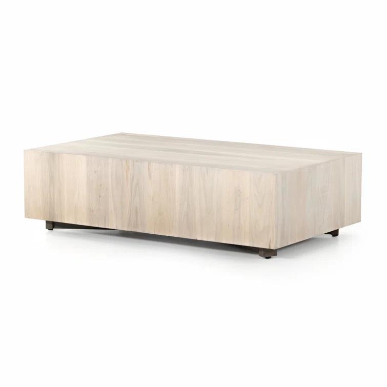 Hudson Rectangular Beige Wood Coffee Table with Storage