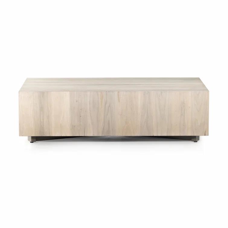 Hudson Rectangular Beige Wood Coffee Table with Storage