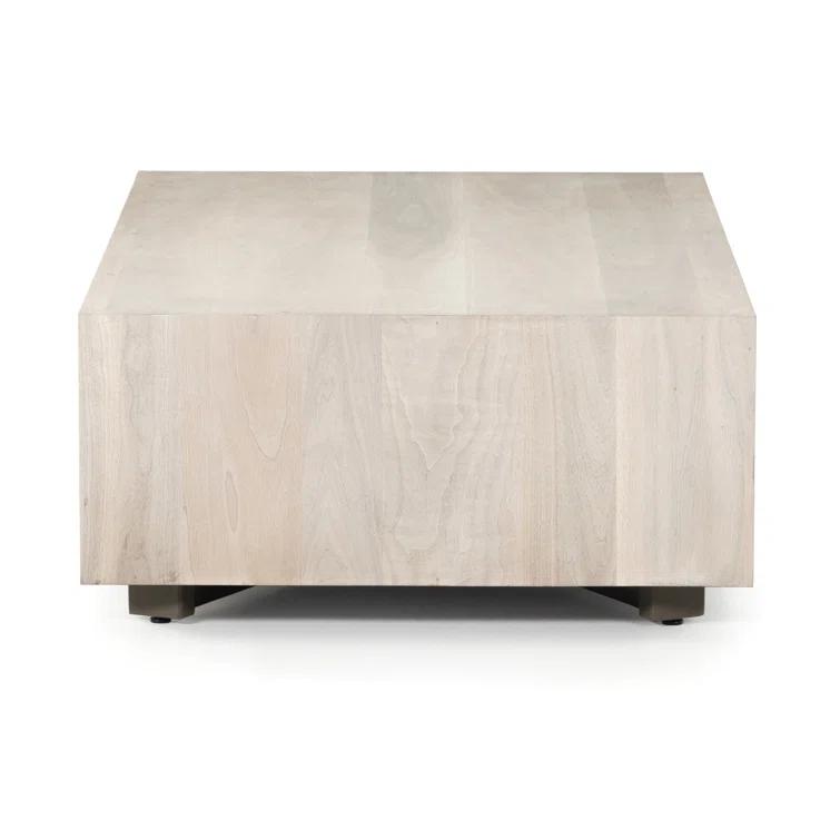 Hudson Rectangular Beige Wood Coffee Table with Storage