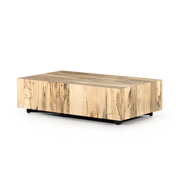 Contemporary Cream Spalted Primavera Wood Coffee Table with Storage