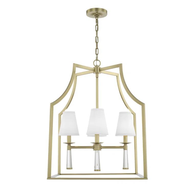 Four Light Chandelier In Minimalist Style 22 Inches Wide By 30 Inches High-Aged Brass Finish    -Traditional Installation Crystorama Lighting 8864-Ag