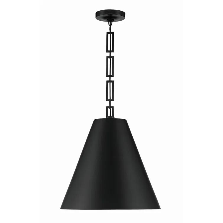 Alston Matte Black & Antique Gold 3-Light Drum Pendant