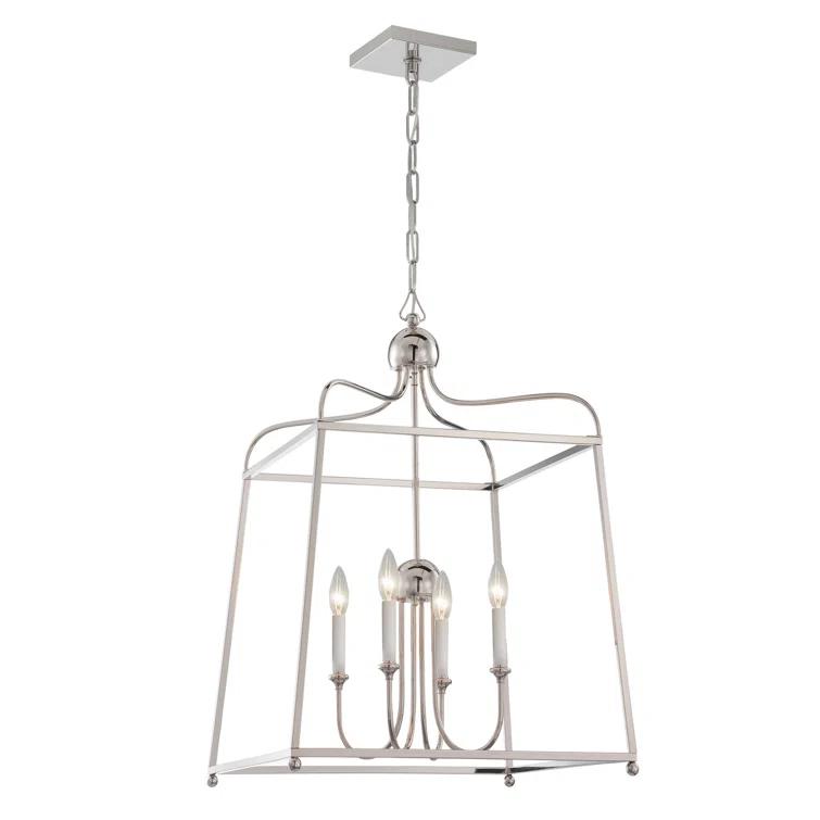 Four Light Chandelier With Linen Fabric Shades In Traditional Style 21.5 Inches Wide By 29.75 Inches High     -Traditional Installation Crystorama