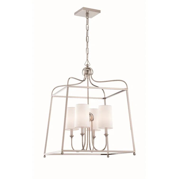 Four Light Chandelier With Linen Fabric Shades In Traditional Style 21.5 Inches Wide By 29.75 Inches High     -Traditional Installation Crystorama
