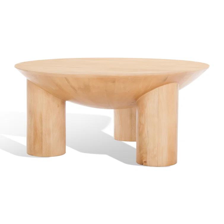 SAFAVIEH Couture Calhoun Contemporary Round Mango Wood Coffee Table, Natural