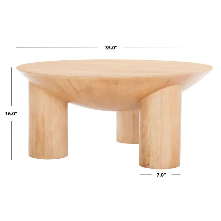 SAFAVIEH Couture Calhoun Contemporary Round Mango Wood Coffee Table, Natural
