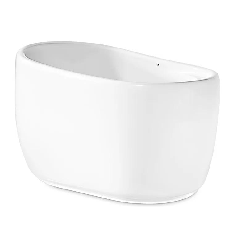 51" Streamline Freestanding Soaking Acrylic Bathtub With Drain and Bamboo Tray