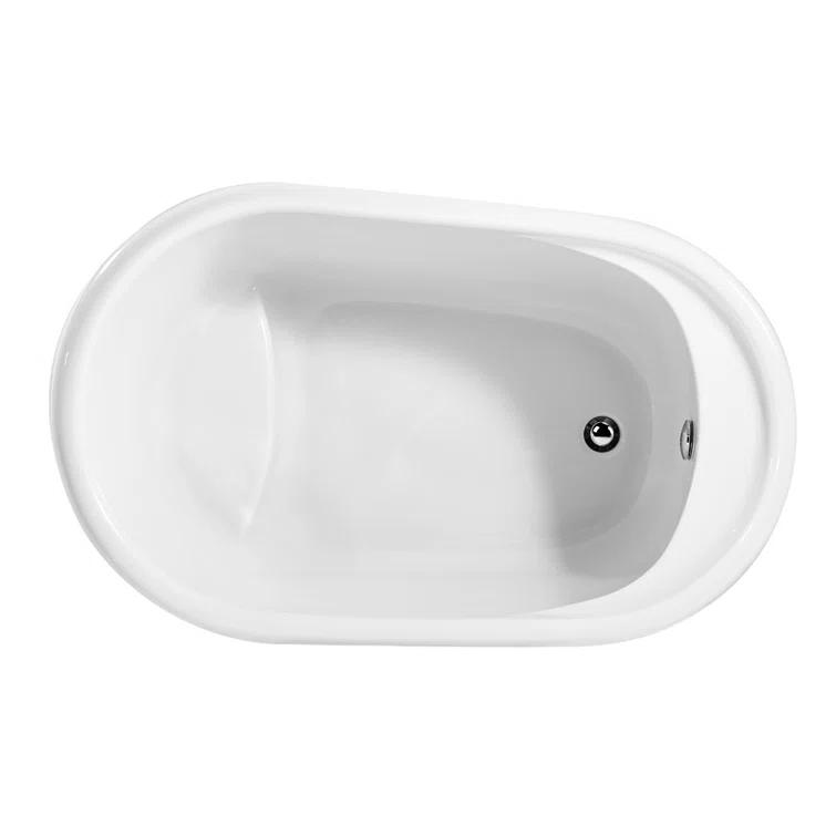 51" Streamline Freestanding Soaking Acrylic Bathtub With Drain and Bamboo Tray