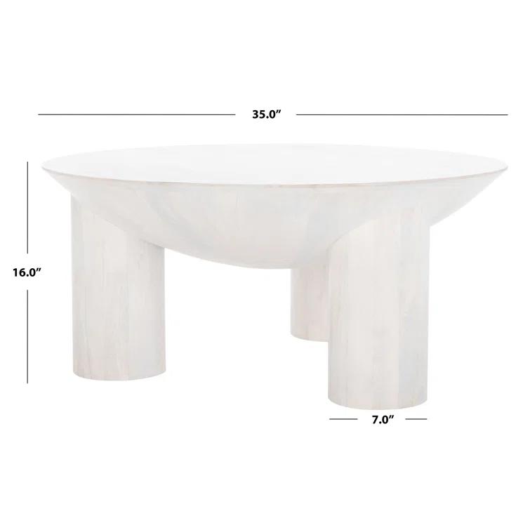 SAFAVIEH Couture Calhoun Contemporary Round Mango Wood Coffee Table, White Wash