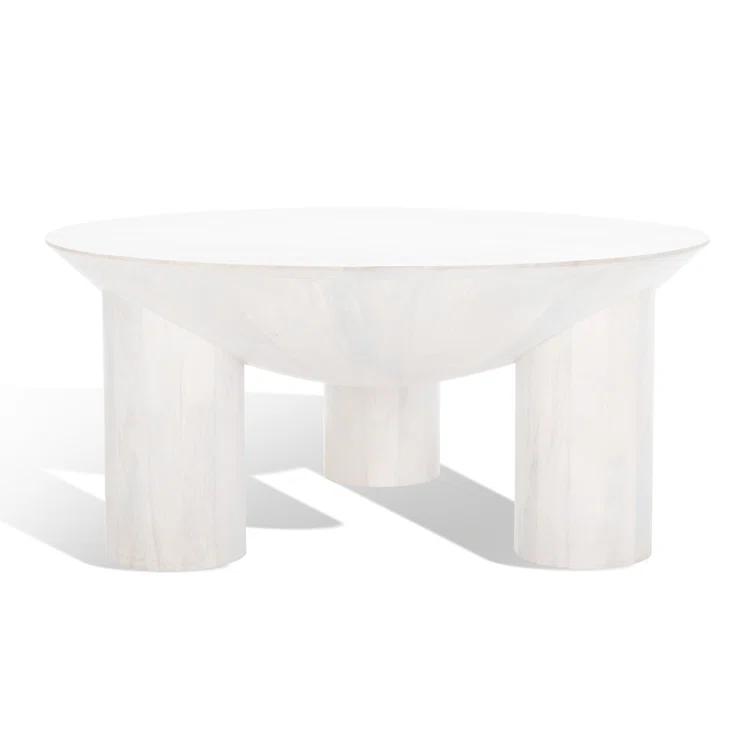 SAFAVIEH Couture Calhoun Contemporary Round Mango Wood Coffee Table, White Wash
