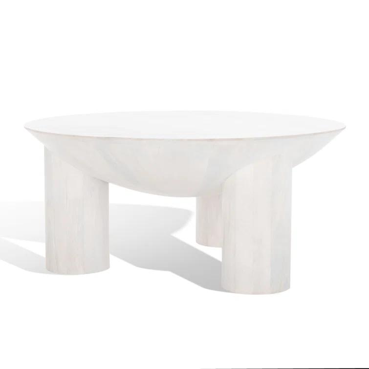 SAFAVIEH Couture Calhoun Contemporary Round Mango Wood Coffee Table, White Wash