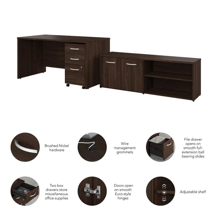 Office 500 Collection 3 Piece Rectangular 60W Computer Desk Office Set
